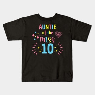 Auntie Of The Miss 10 Rainbow Pastel 10Th Birthday Party Kids T-Shirt